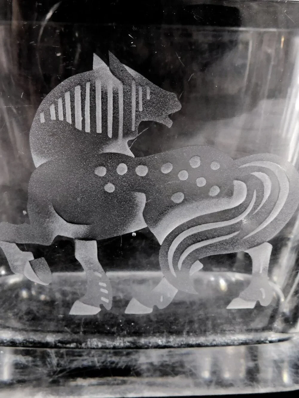 Heavy Cut Crystal Vase with Horse Design # 27451